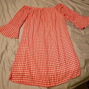 Red checkerboard dress